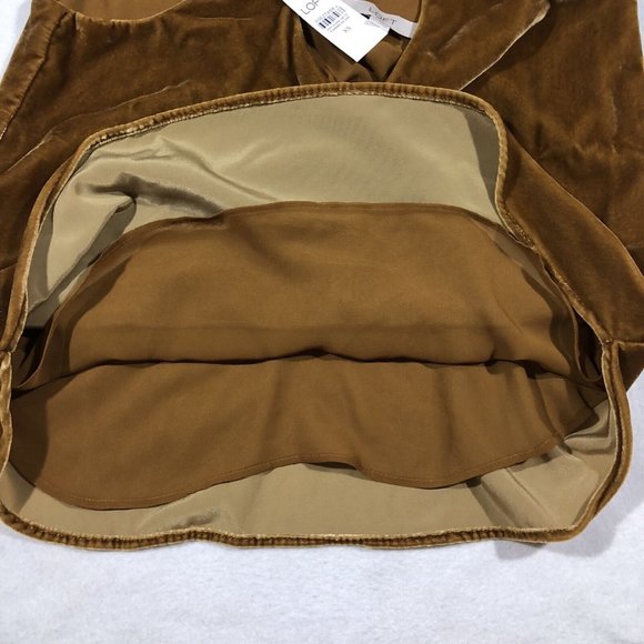 NEW LOFT Womens XS V-Neck Velvet Tank Top Mustard Gold Brown NWT - Picture 7 of 11